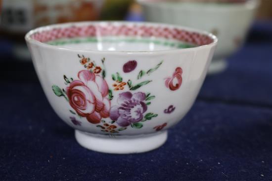 Three Chinese enamelled porcelain tea bowls and a Henan type bowl